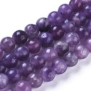 Natural Lepidolite/Purple Mica Stone Beads Strands, Round, 4mm, Hole: 0.8mm, about 86pcs/strand, 15.51 inch(39.4cm)(G-D0020-15-4mm)