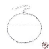 925 Sterling Silver Singapore Chains Necklaces for Women, with S925 Stamp, Real Platinum Plated, 6.69 inch(17cm)(STER-H108-02G)