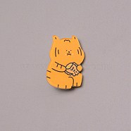 Tiger with Food Chinese Zodiac Brooch Pin, Cute Animal Acrylic Lapel Pin for Backpack Clothes, White, Dark Orange, 29x19x7mm(JEWB-TAC0008-10)