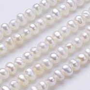 Natural Cultured Freshwater Pearl Beads Strands, Potato, White, 3.1~3.5x4~4.5mm, Hole: 0.5mm, about 117pcs/strand, 15.5 inch(PEAR-F004-65)