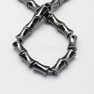 Non-magnetic Synthetic Hematite Beads Strands, Grade A, Bamboo, Black, 16x8x8mm, Hole: 1mm(G-Q908-16x8mm)