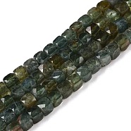 Natural Fuchsite Beads Strands, Faceted, Cube, 4~5x4~5x4~5mm, Hole: 0.8mm, about 92~105pcs/strand, 14.96~15.35 inch(38~39cm)(G-N342-120)