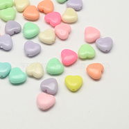 Opaque Acrylic Heart Beads, Mixed Color, 11x12x5mm, Hole: 2mm, about 1100pcs/500g(SACR-Q100-M039)