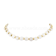 Natural Freshwater Shell Beaded Necklaces for Women, with Alloy Beads, Golden, 14.57 inch(37cm)(NJEW-JN04829)