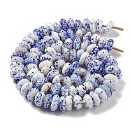 Handmade Nepalese Lampwork Beads, Rondelle, White, 12~16x5~9mm, Hole: 3.6~5mm, about 90~98pcs/strand, 25~25.98 inch(63.5~66cm)(LAMP-Z008-12D)