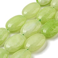 Natural Malaysia Jade Beads Strands, Dyed, Flat Oval, Pale Green, 18x12.5x6mm, Hole: 1.2mm, about 22pcs/strand, 15.43''(39.2cm)(G-L164-A-15B)