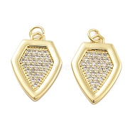 Rack Plating Brass Micro Pave Cubic Zirconia Pendants, Lead Free & Cadmium Free, Long-Lasting Plated, Rhombus, Golden, 22.5x15.5x2mm(KK-Z071-47G)