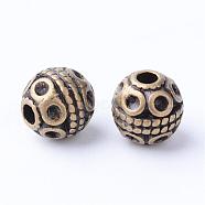 Tibetan Style Alloy Beads, Round, Cadmium Free & Nickel Free & Lead Free, Antique Bronze, 8x8mm, Hole: 2mm, about 780pcs/1000g(TIBE-Q063-120AB-NR)