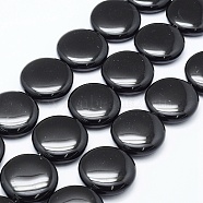 Natural Black Onyx Beads Strands, Dyed, Flat Round, 20x8.5mm, Hole: 1.5mm, about 20pcs/strand, 15.94 inch(40.5cm)(G-E469-09-3mm)