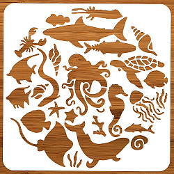 PET Hollow Out Drawing Painting Stencils, for DIY Scrapbook, Photo Album, Marine Animal, 300x300mm(DIY-WH0405-0065)