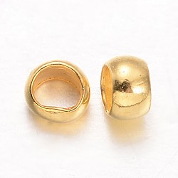 Rondelle Brass Crimp Beads, Golden, 3x2mm, Hole: 1.5~2mm, about 5200pcs/200g(KK-L134-31G)
