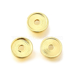 Flat Round Brass Beads, Rack Plating, Lead Free, Long-Lasting Plated, Golden, 6x1mm, Hole: 1.4mm(KK-L230-04G)
