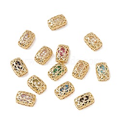 Eco-friendly Brass Micro Pave Cubic Zirconia Multi-strand Links, Rack Plating, Cadmium Free & Lead Free, Rectangle, Golden, Mixed Color, 14x10x5mm, Hole: 1.2mm(KK-D076-02B-G)