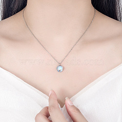 Flat Round with Antler Shape Brass Natural Moonstone Pendant Necklaces for Women, Platinum, 15.75 inch(40cm)(WG9EF84-05)