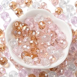 Glass Beads, Faceted, Rondelle, Pearl Pink, 10x8mm, Hole: 1mm, about 560pcs/500g(EGLA-A034-LM10mm-23)