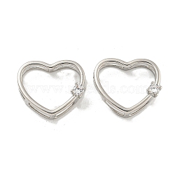 Brass Micro Pave Clear Cubic Zirconia Pendants, Heart, Platinum, 16x18.5x6mm, Hole: 6~8x2mm(KK-A214-09P)