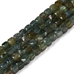 Natural Fuchsite Beads Strands, Faceted, Cube, 4~5x4~5x4~5mm, Hole: 0.8mm, about 92~105pcs/strand, 14.96~15.35 inch(38~39cm)(G-N342-120)