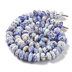 Handmade Lampwork Beads, Rondelle, White, 14.5~15x6.5~7.5mm, Hole: 3.6mm, about 93pcs/strand, 25''(63.5cm)(LAMP-Z008-12D)