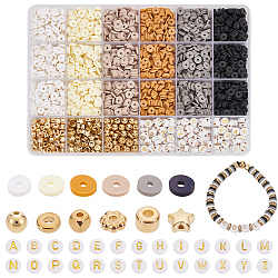 Elite DIY Beads Making Finding Kit, Including Polymer Clay & Acrylic & Plastic Beads, Disc & Round & Column & Flower & Cube & Star & Letter, Mixed Color(DIY-PH0017-75)