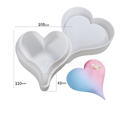 Heart DIY Food Grade Silicone Molds, For DIY Cake Chocolate Bakeware, White, 160x150x55mm, Inner Diameter: 146x134x52mm(PW-WG29534-02)