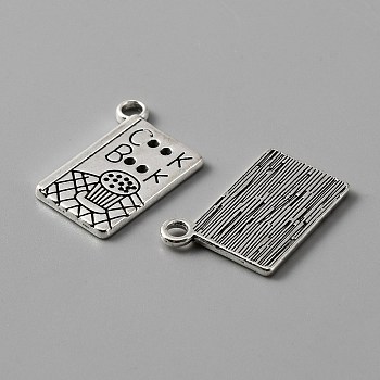 Tibetan Style Alloy Pendants, Cook Book, Antique Silver, 19x14x1.5mm, Hole: 2mm