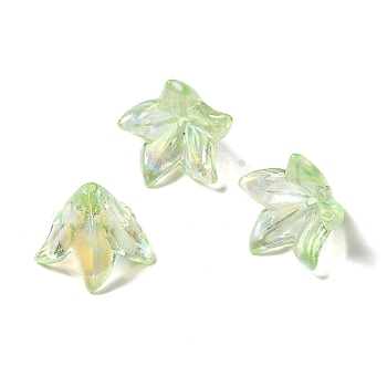 Transparent Acrylic Bead Caps, Lily Flower, Pale Green, 16x12mm, Hole: 1.2mm, 825pcs/500g