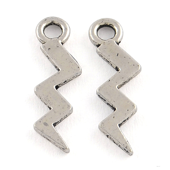 Alloy Lightning Bolt Pendants, Tibetan Style, Cadmium Free & Lead Free, Antique Silver, 15.5x5x1mm, Hole: 1.5mm, about 4505pcs/970g