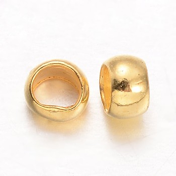 Rondelle Brass Crimp Beads, Golden, 3x2mm, Hole: 1.5~2mm, about 5200pcs/200g