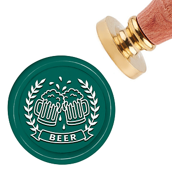 Brass Wax Seal Stamp with Handle, for DIY Scrapbooking, Cup Pattern, 3.5x1.18 inch(8.9x3cm)