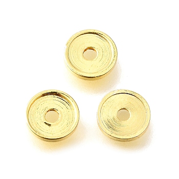 Flat Round Brass Beads, Rack Plating, Lead Free, Long-Lasting Plated, Golden, 6x1mm, Hole: 1.4mm