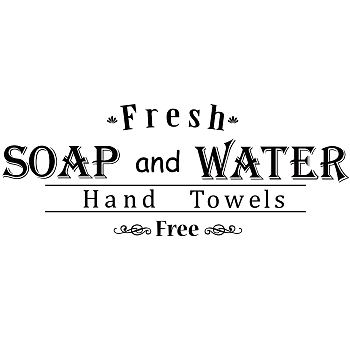 PVC Wall Stickers, Rectangle with Word Fresh SOAP and WATER Hand Towels Free, for Home Living Room Bedroom Decoration, Word, 570x240mm