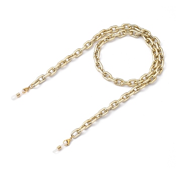 Eyeglasses Chains, Neck Strap for Eyeglasses, with Spray Painted CCB Plastic Cable Chains, 304 Stainless Steel Lobster Claw Clasps and Rubber Loop Ends, Gold, 27.95~28.35 inch(71~72cm)