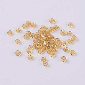 12/0 Glass Seed Beads, Silver Lined Round Hole, Round, Pale Goldenrod, 2mm, Hole: 1mm, about 30000 beads/pound