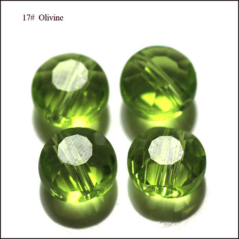 Imitation Austrian Crystal Beads, Grade AAA, Faceted, Flat Round, Yellow Green, 6x3.5mm, Hole: 0.7~0.9mm