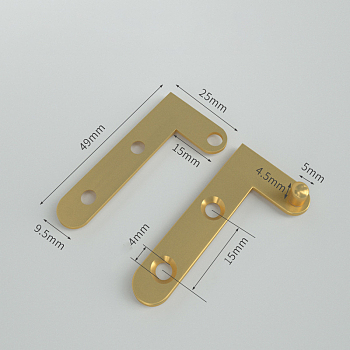 Bress Pivot Hinges Offset Knife Hinges, Rotating Hinges, for Wardrobe Door and Table Accessories, Golden, 49x25mm, Hole: 4mm