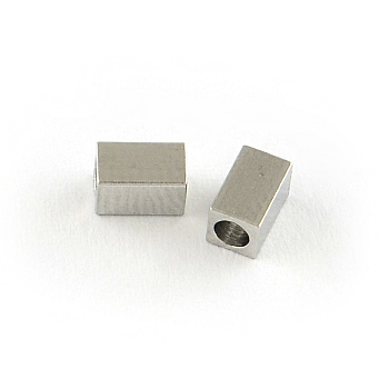 201 Stainless Steel Beads, Cuboid, Stainless Steel Color, 5x3x3mm, Hole: 2mm