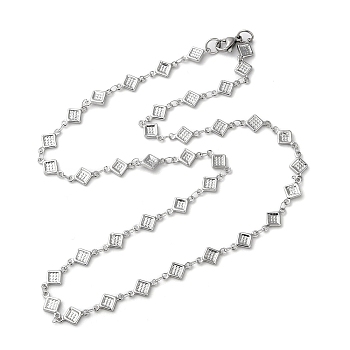 304 Stainless Steel Rhombus Link Chain Necklaces, Stainless Steel Color, 19.96 inch(50.7cm)