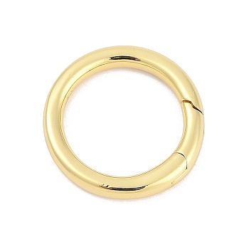 Brass Spring Gate Rings, Round, Real 18K Gold Plated, 19.5x3.5mm