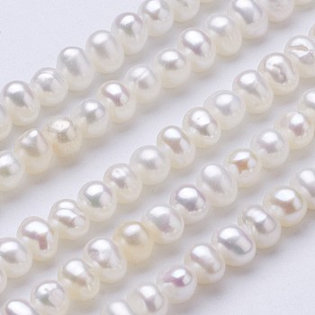 Natural Cultured Freshwater Pearl Beads Strands, Potato, White, 3.1~3.5x4~4.5mm, Hole: 0.5mm, about 117pcs/strand, 15.5 inch