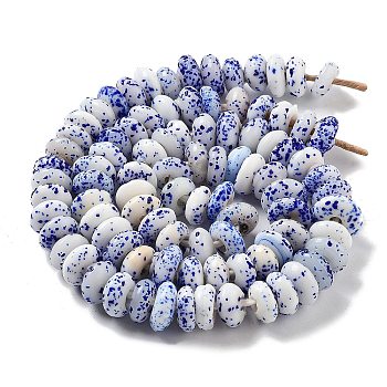 Handmade Lampwork Beads, Rondelle, White, 14.5~15x6.5~7.5mm, Hole: 3.6mm, about 93pcs/strand, 25''(63.5cm)