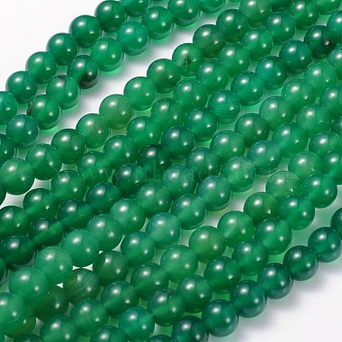 8mm Green Round Natural Agate Beads