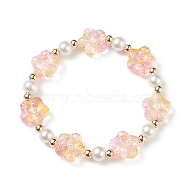Ensemble de bracelets extensibles en perles de verre et perles d'imitation 5pcs 5 couleurs(BJEW-JB08943)-4