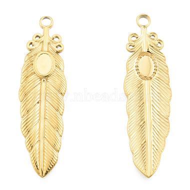 Real 18K Gold Plated Feather 304 Stainless Steel Pendants