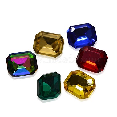 Faceted Rectangle Glass Pointed Back Rhinestone Cabochons(RGLA-A017-8x10mm-SM)-2