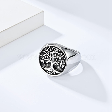Retro Titanium Steel Tree of Life Finger Ring(FIND-PW0020-06C-AS)-3