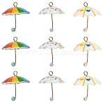 3Pcs 3 Colors Resin Pendants, with Golden Iron Findings, 3D Umbrella, Mixed Color, 19x22x22mm, Hole: 2mm, 1pc/color (CRES-YW0002-77)