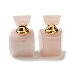 Natural Rose Quartz Dropper Perfume Bottles, with Golden Tone 304 Stainless Steel Findings, SPA Aromatherapy Essemtial Oil Empty Bottle, 3.2~3.25x3.5x5.95~6cm(DJEW-H010-02G-02)