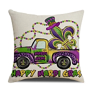 Mardi Gras Carnival Theme Linen Pillow Covers, Cushion Cover, for Couch Sofa Bed, Square, Car, 450x450x5mm(AJEW-H146-02D)