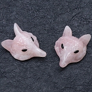 Natural Rose Quartz Carved Healing Fox Head Figurines, Reiki Energy Stone Display Decorations, 40x29mm(PW-WG84728-03)