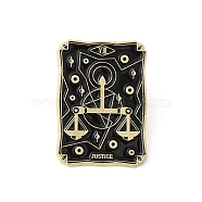 Alloy Brooch, Enamel Pins, Light Gold, Tarot Card Badges, Justice, Black, 30.5x21.5x1.5mm(JEWB-D014-01LG-03)